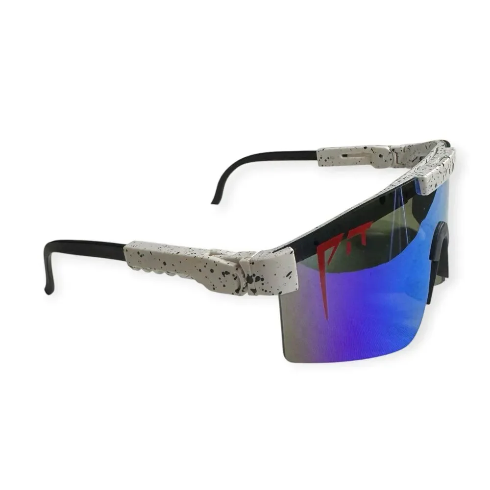Pit Viper White Intimidator Sunglasses 2000 White Black Dots Retro Sports Shades